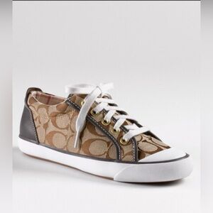 Coach Suzzy Signature Jacquard Low-Top Sneakers - Khaki/Chestnut -Women’s Size 7